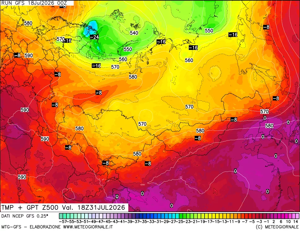 mappa 500 hPa Temp + GPT