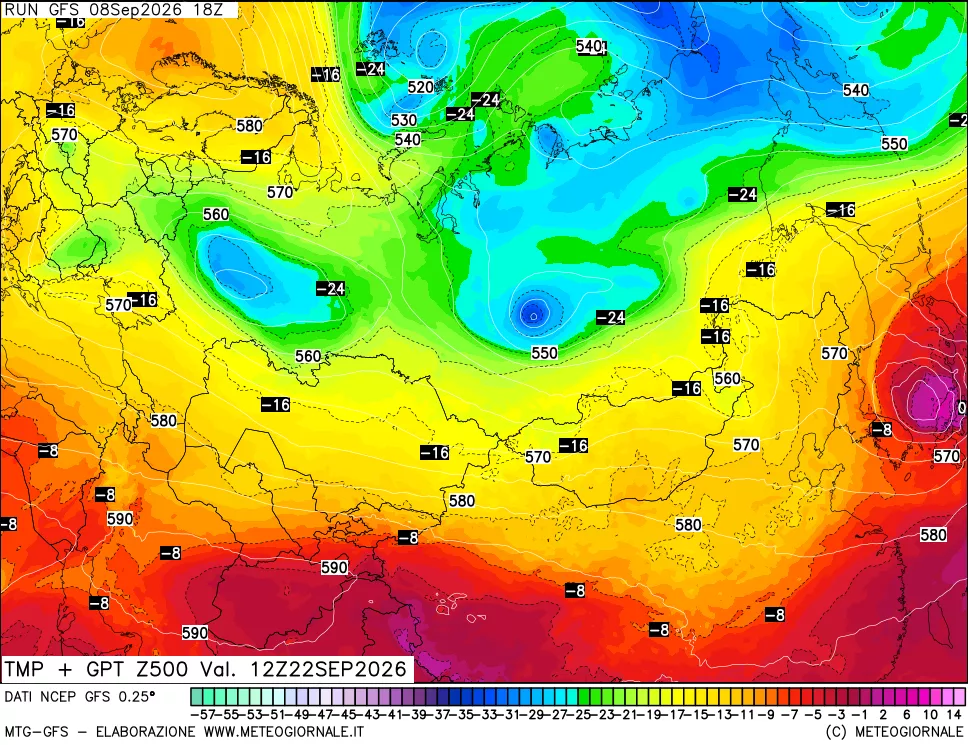 mappa 500 hPa Temp + GPT
