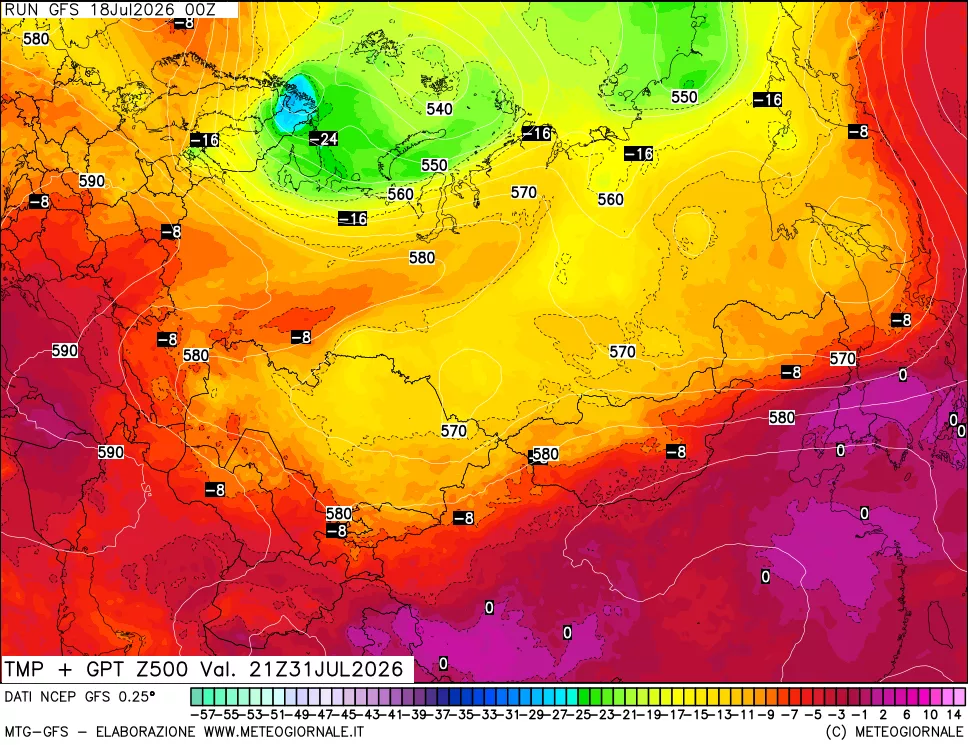 mappa 500 hPa Temp + GPT