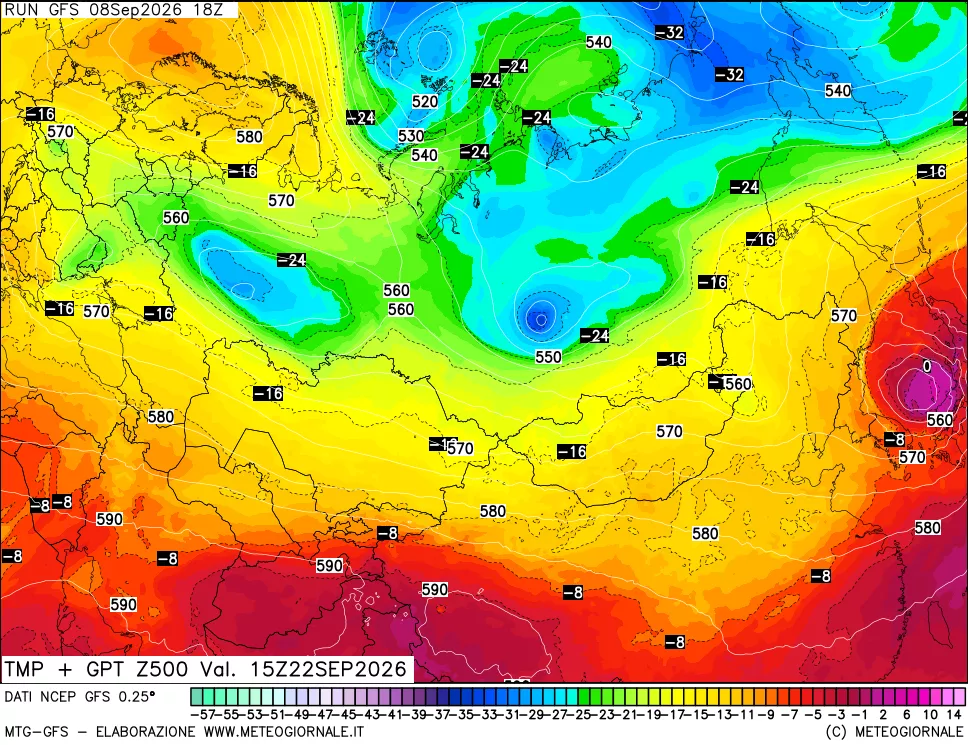 mappa 500 hPa Temp + GPT