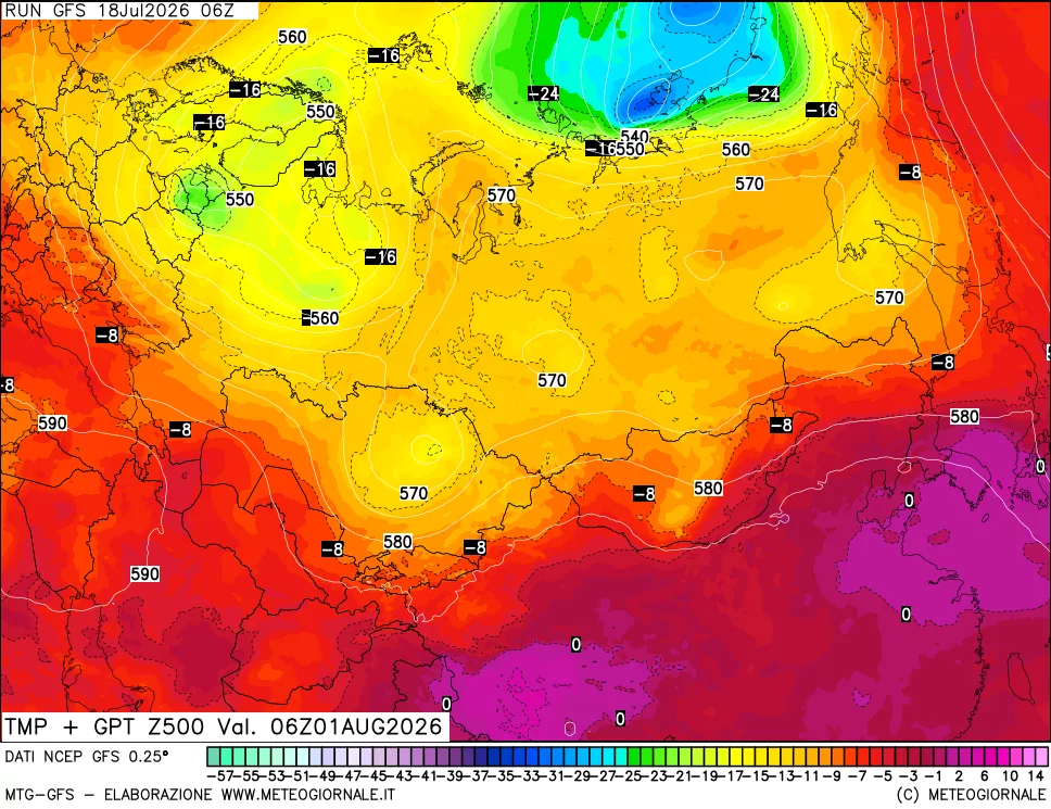 mappa 500 hPa Temp + GPT
