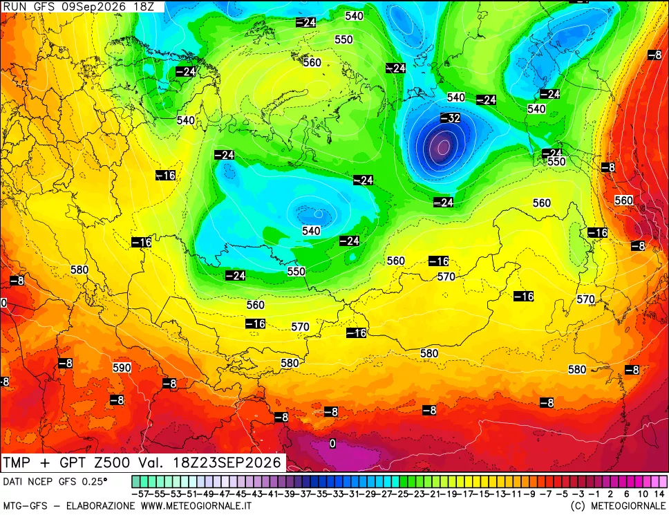mappa 500 hPa Temp + GPT