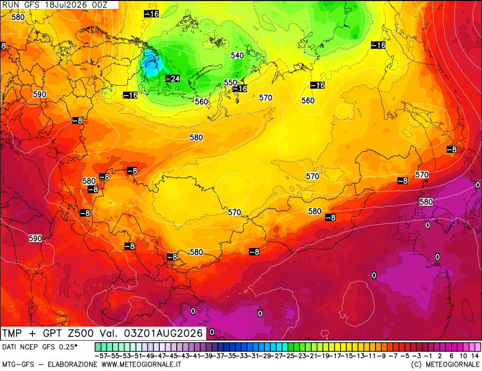 mappa 500 hPa Temp + GPT