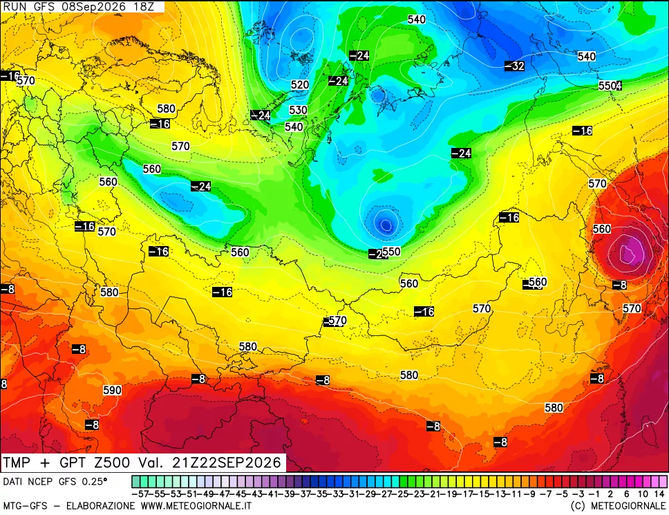 mappa 500 hPa Temp + GPT