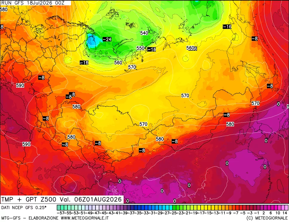 mappa 500 hPa Temp + GPT