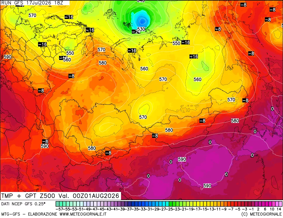 mappa 500 hPa Temp + GPT