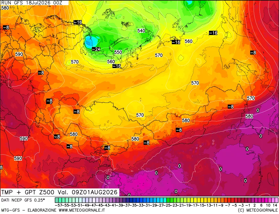 mappa 500 hPa Temp + GPT