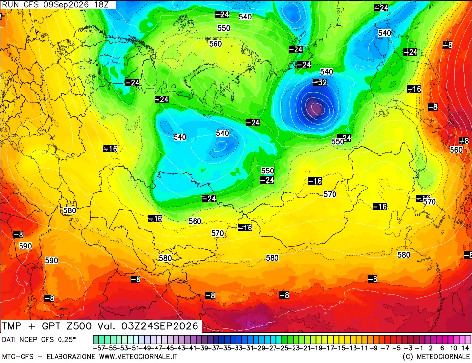 mappa 500 hPa Temp + GPT