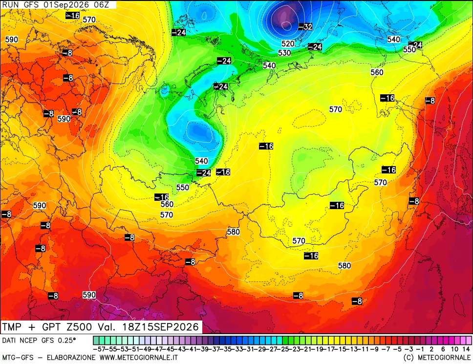 mappa 500 hPa Temp + GPT