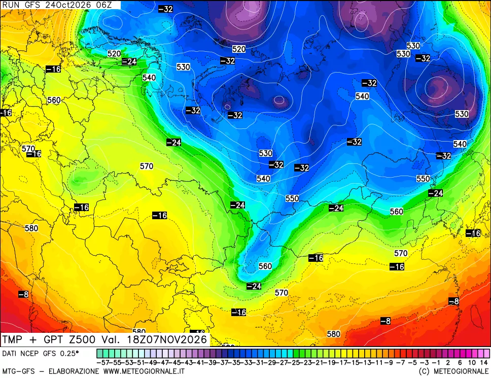 mappa 500 hPa Temp + GPT