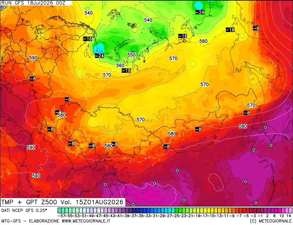 mappa 500 hPa Temp + GPT