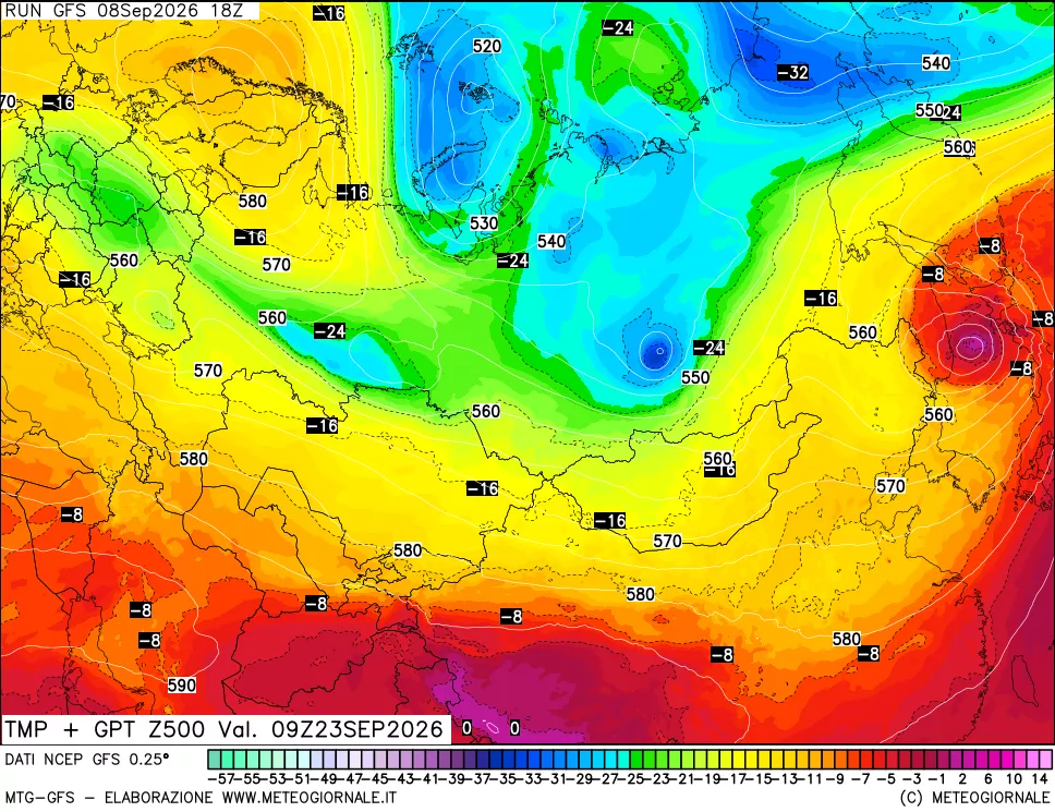 mappa 500 hPa Temp + GPT
