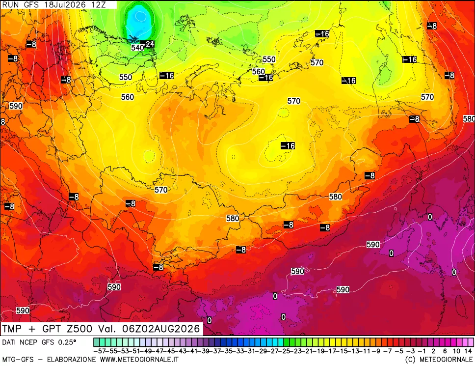 mappa 500 hPa Temp + GPT
