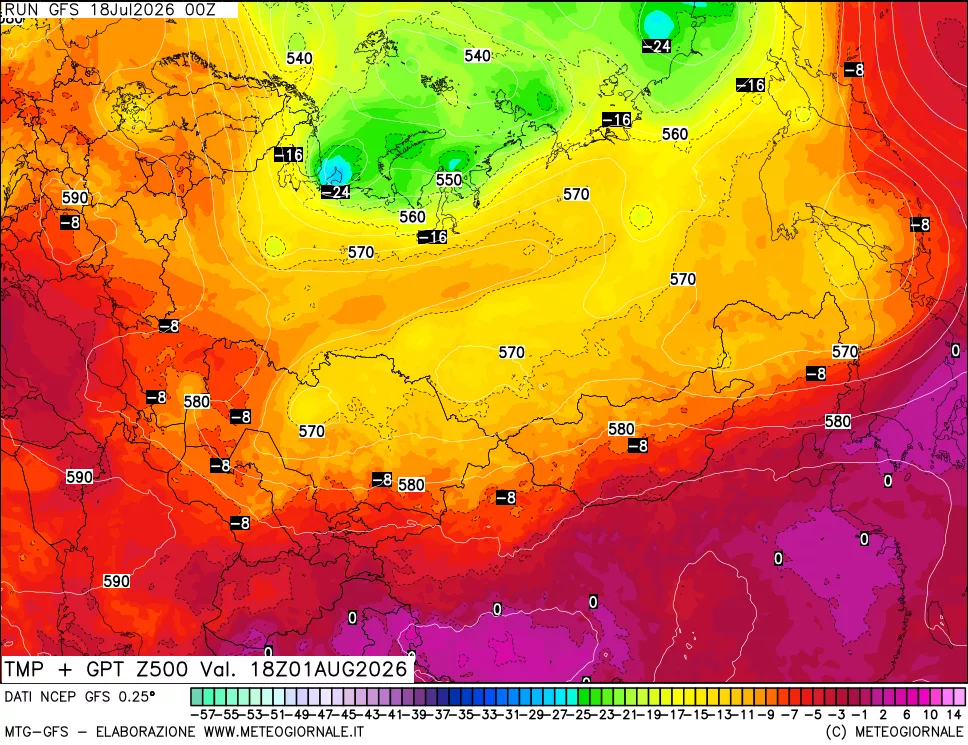 mappa 500 hPa Temp + GPT
