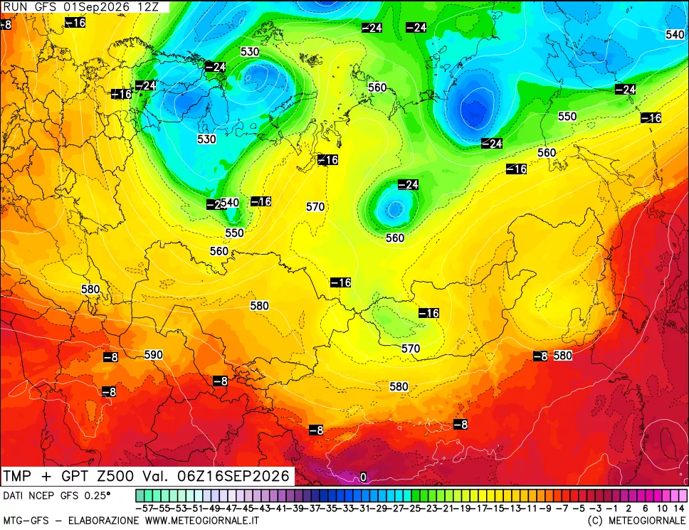 mappa 500 hPa Temp + GPT