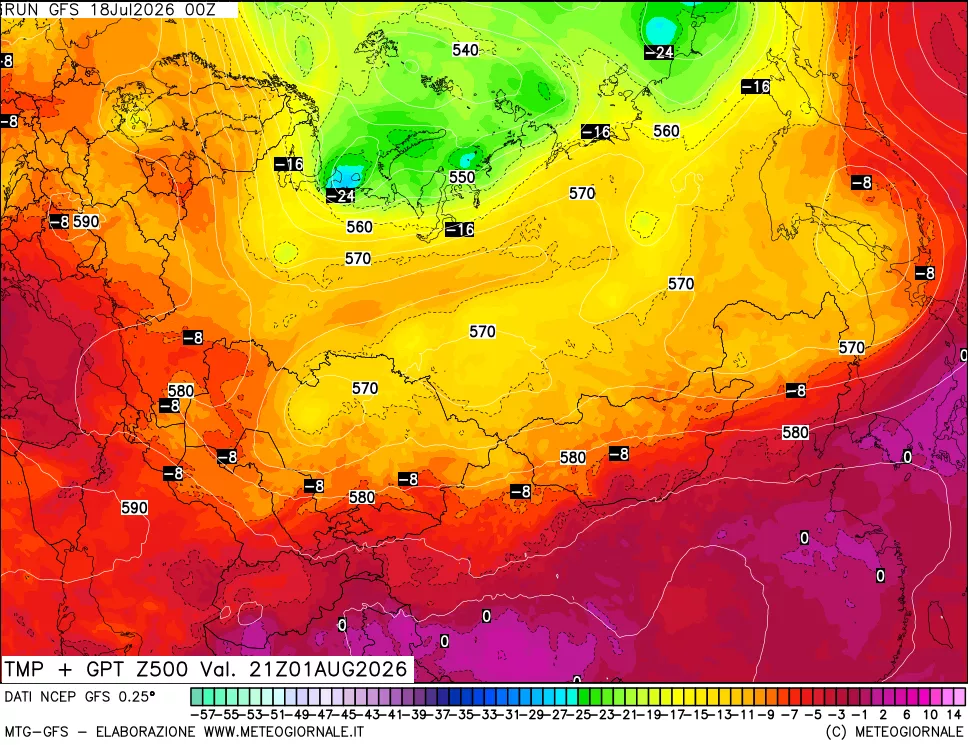 mappa 500 hPa Temp + GPT