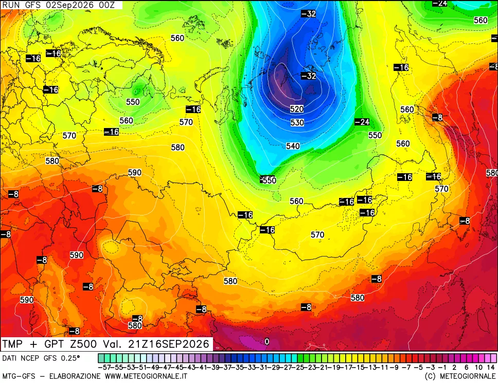 mappa 500 hPa Temp + GPT