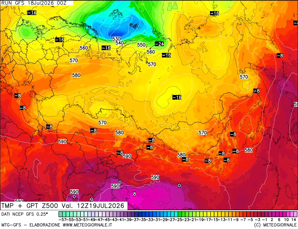 mappa 500 hPa Temp + GPT
