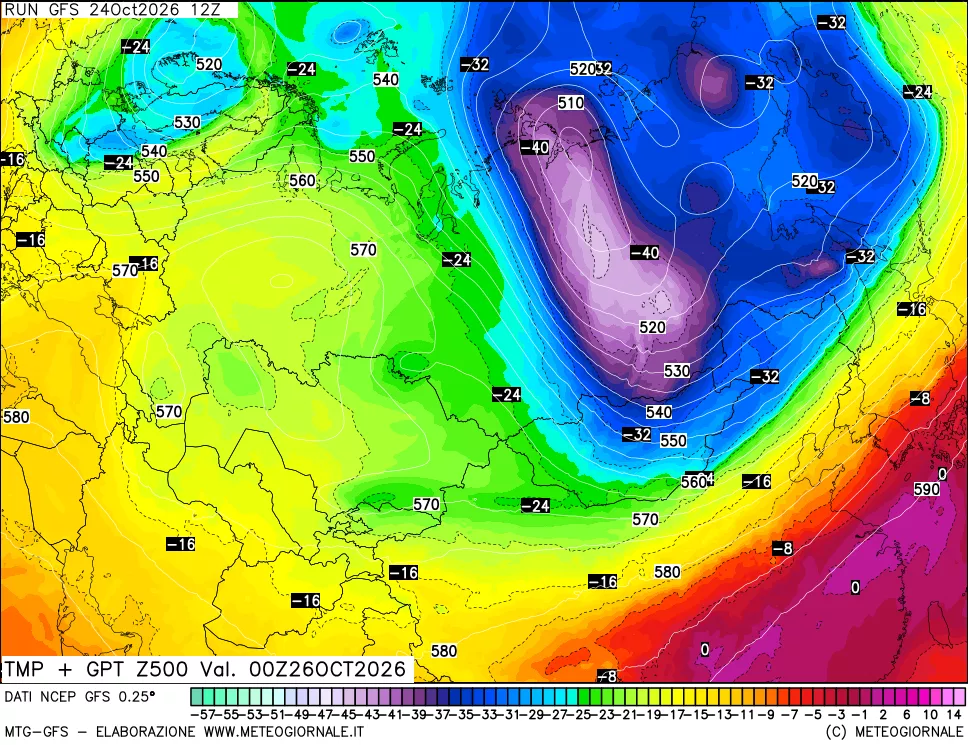 mappa 500 hPa Temp + GPT