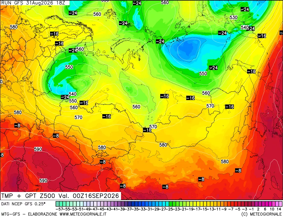 mappa 500 hPa Temp + GPT