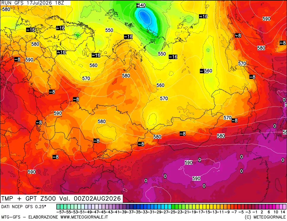 mappa 500 hPa Temp + GPT