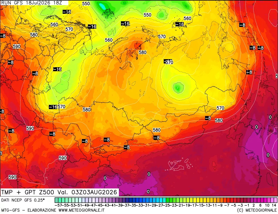 mappa 500 hPa Temp + GPT