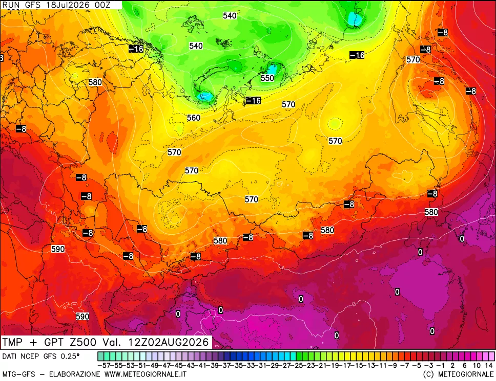 mappa 500 hPa Temp + GPT