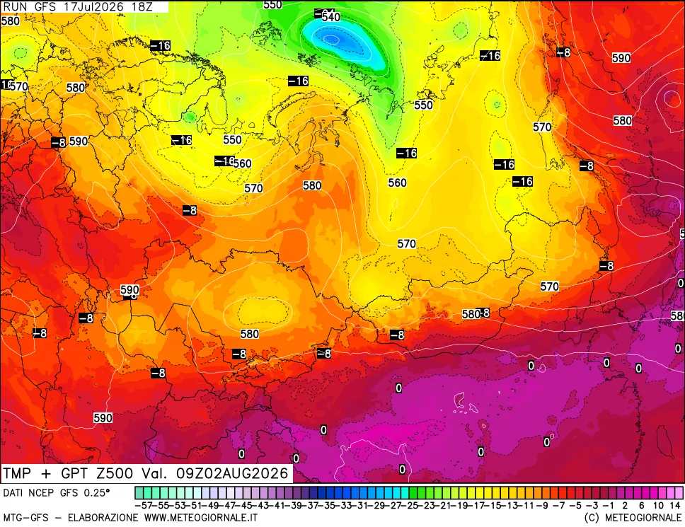 mappa 500 hPa Temp + GPT