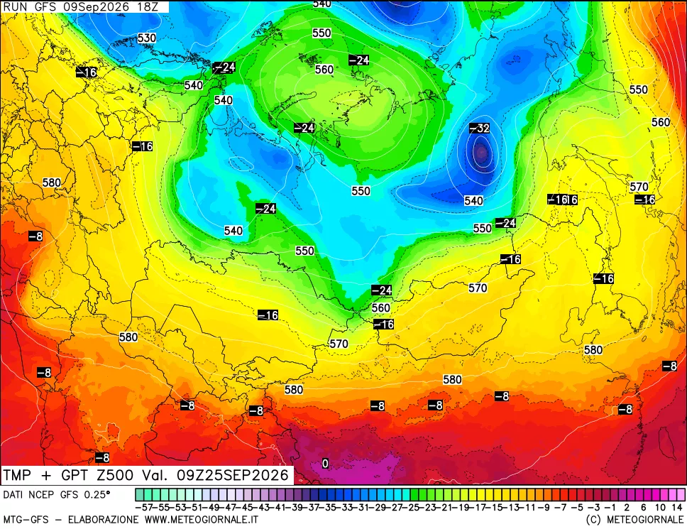 mappa 500 hPa Temp + GPT