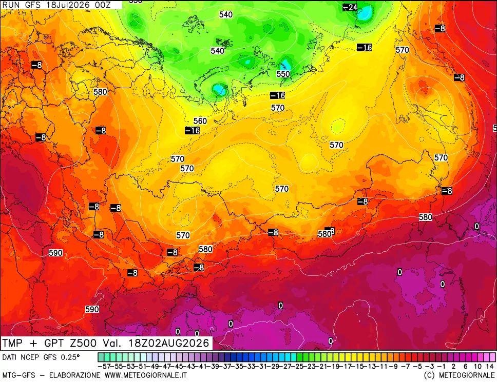 mappa 500 hPa Temp + GPT