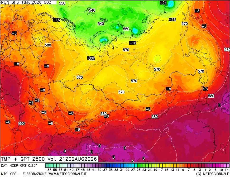 mappa 500 hPa Temp + GPT