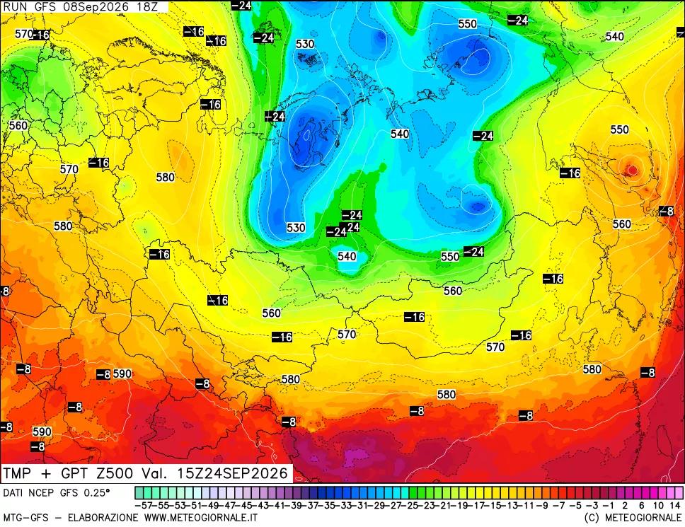 mappa 500 hPa Temp + GPT