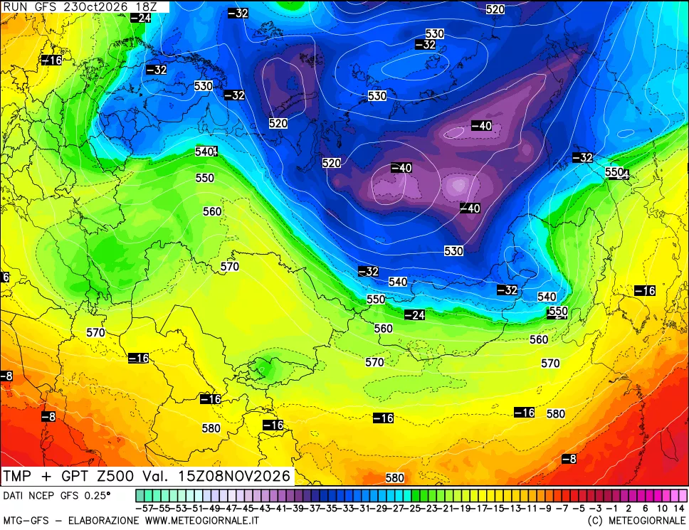 mappa 500 hPa Temp + GPT
