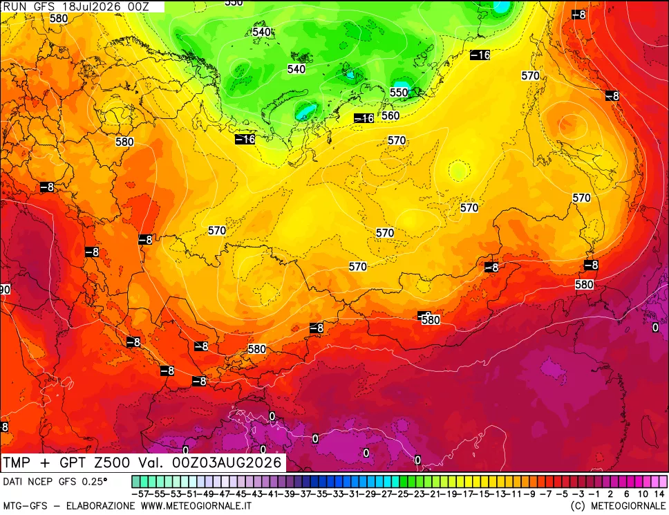 mappa 500 hPa Temp + GPT