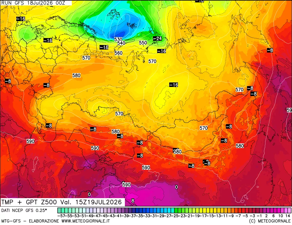 mappa 500 hPa Temp + GPT