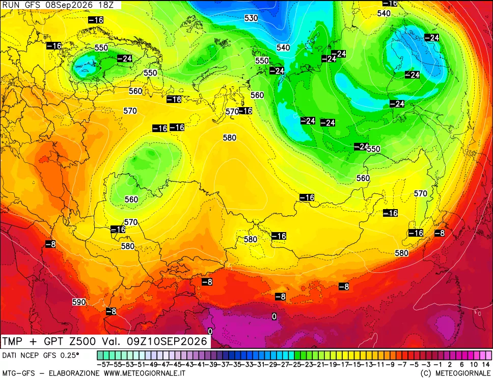 mappa 500 hPa Temp + GPT
