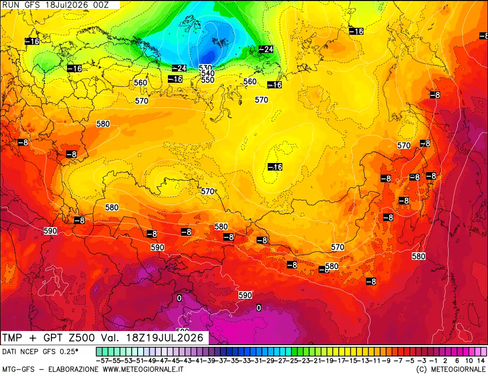mappa 500 hPa Temp + GPT