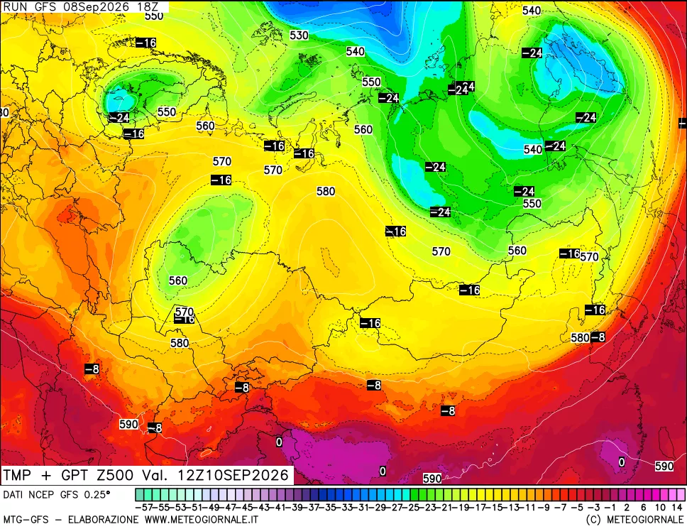 mappa 500 hPa Temp + GPT