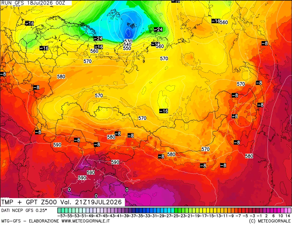 mappa 500 hPa Temp + GPT