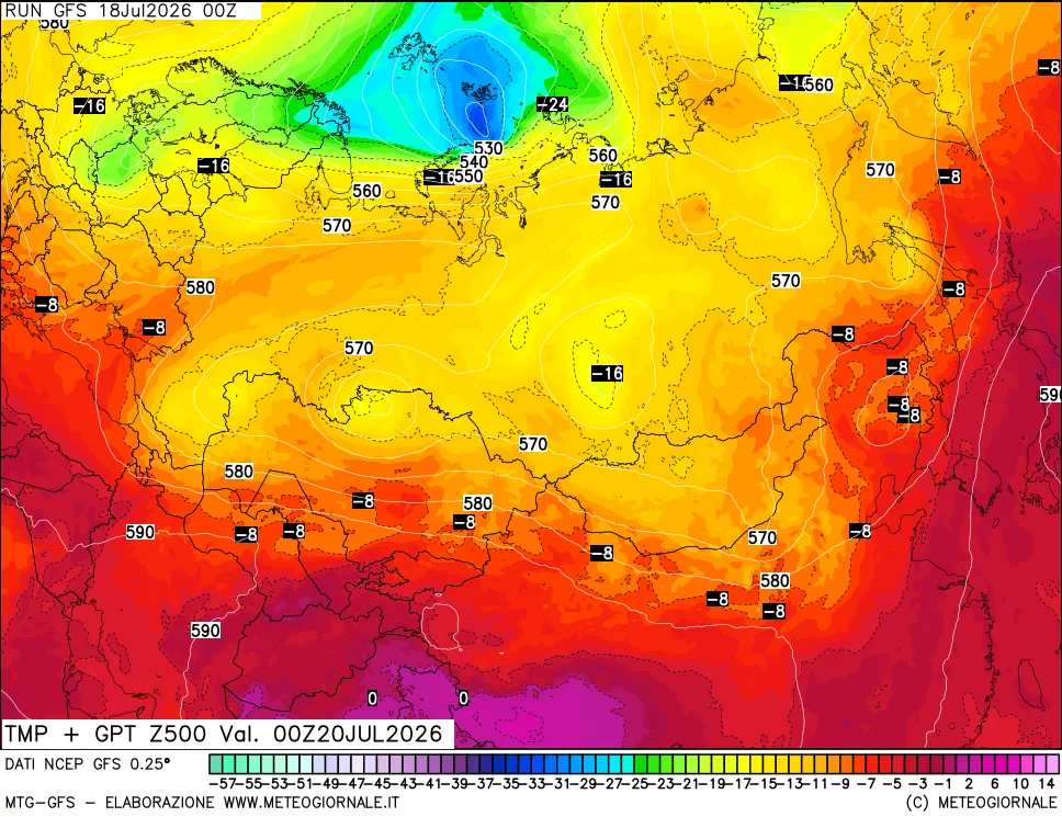 mappa 500 hPa Temp + GPT