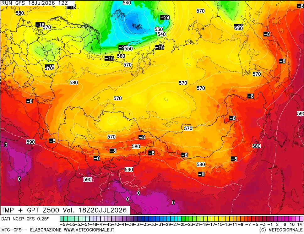 mappa 500 hPa Temp + GPT
