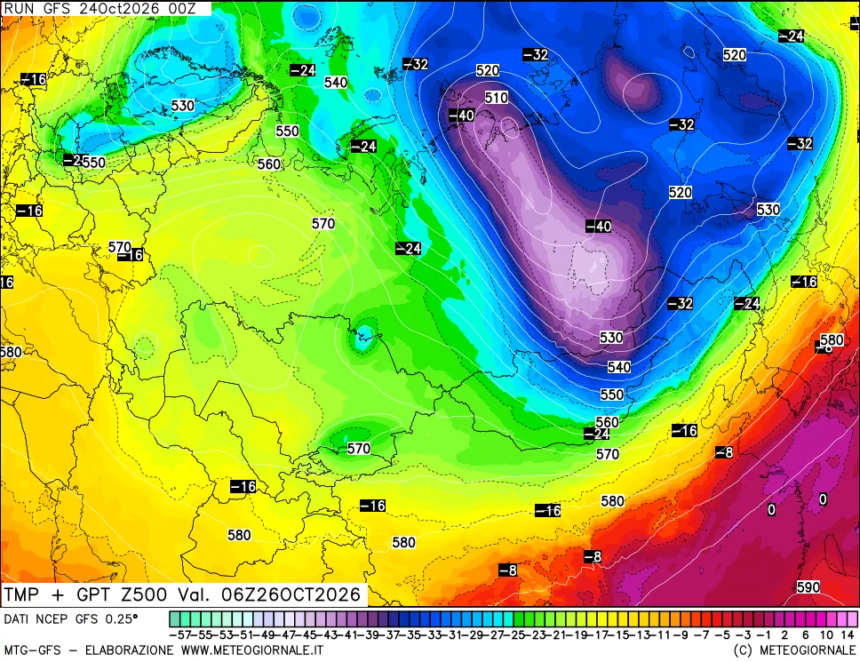mappa 500 hPa Temp + GPT