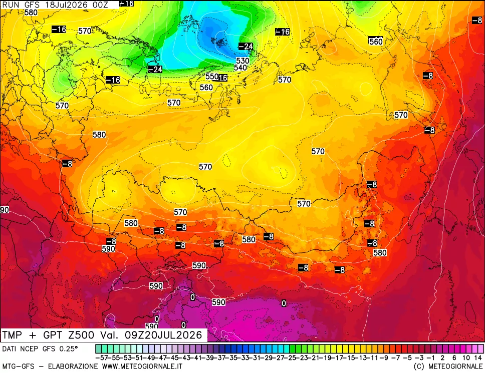 mappa 500 hPa Temp + GPT
