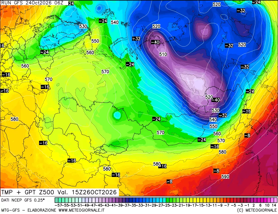 mappa 500 hPa Temp + GPT