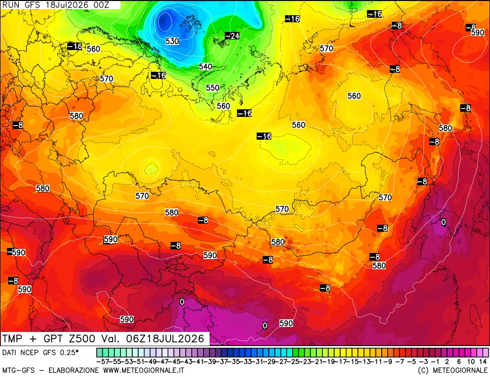mappa 500 hPa Temp + GPT