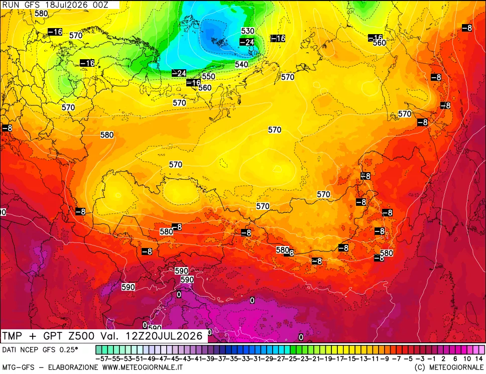 mappa 500 hPa Temp + GPT