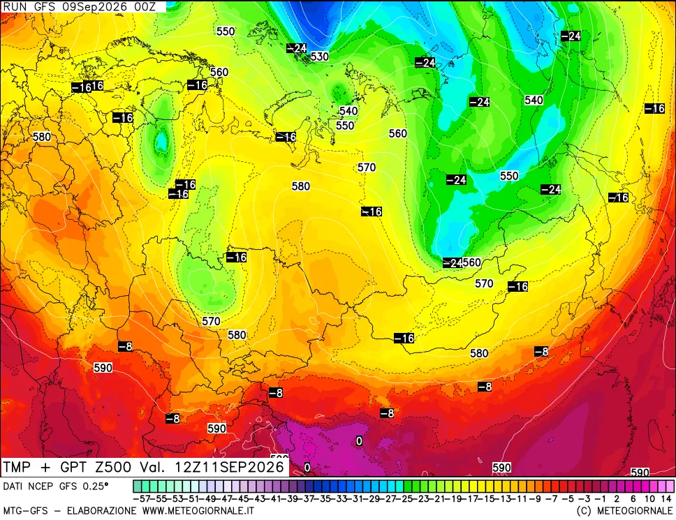 mappa 500 hPa Temp + GPT