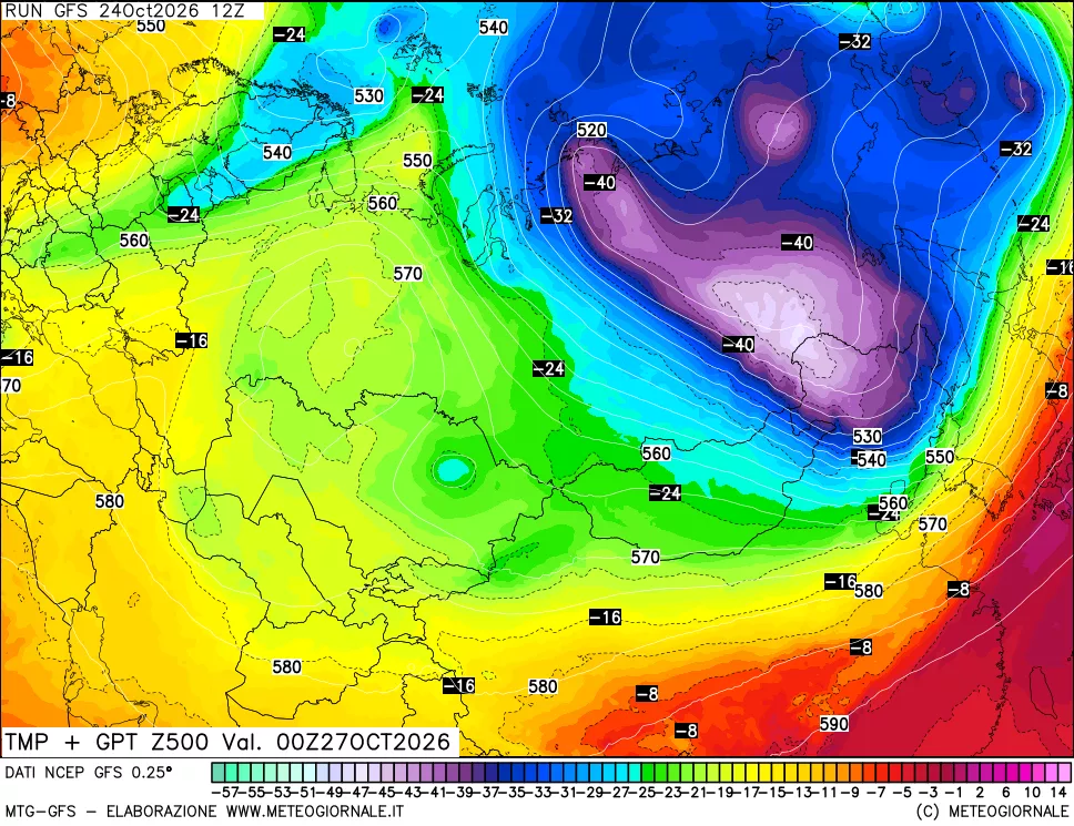 mappa 500 hPa Temp + GPT