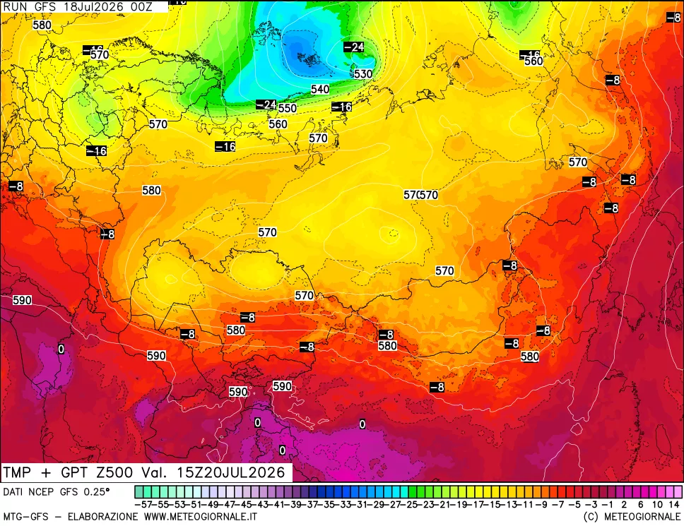 mappa 500 hPa Temp + GPT