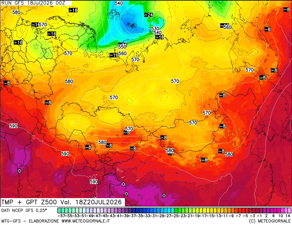 mappa 500 hPa Temp + GPT